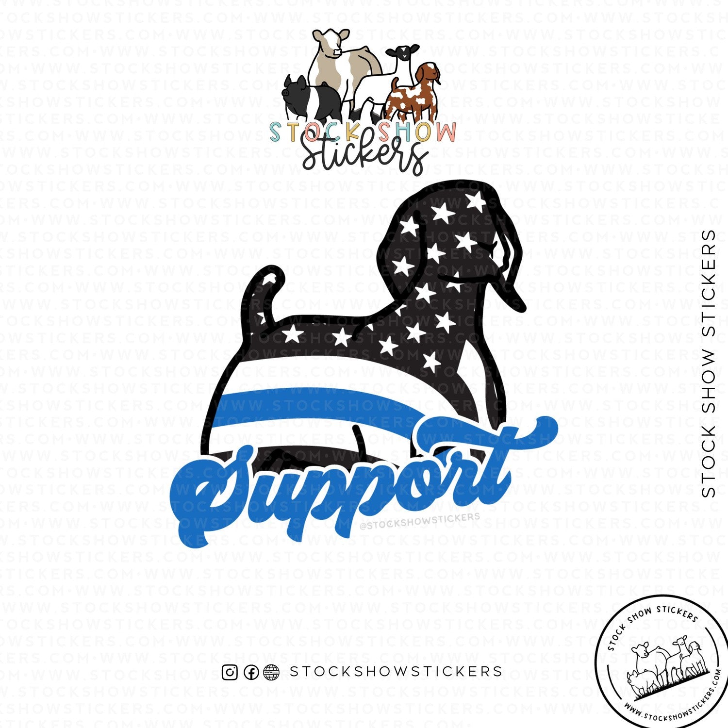 Thin Blue Line Support Livestock Stickers