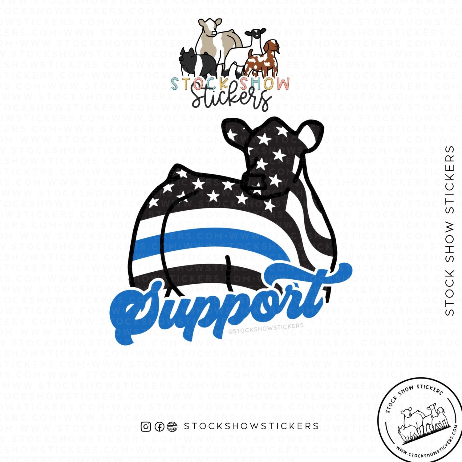 Thin Blue Line Support Livestock Stickers