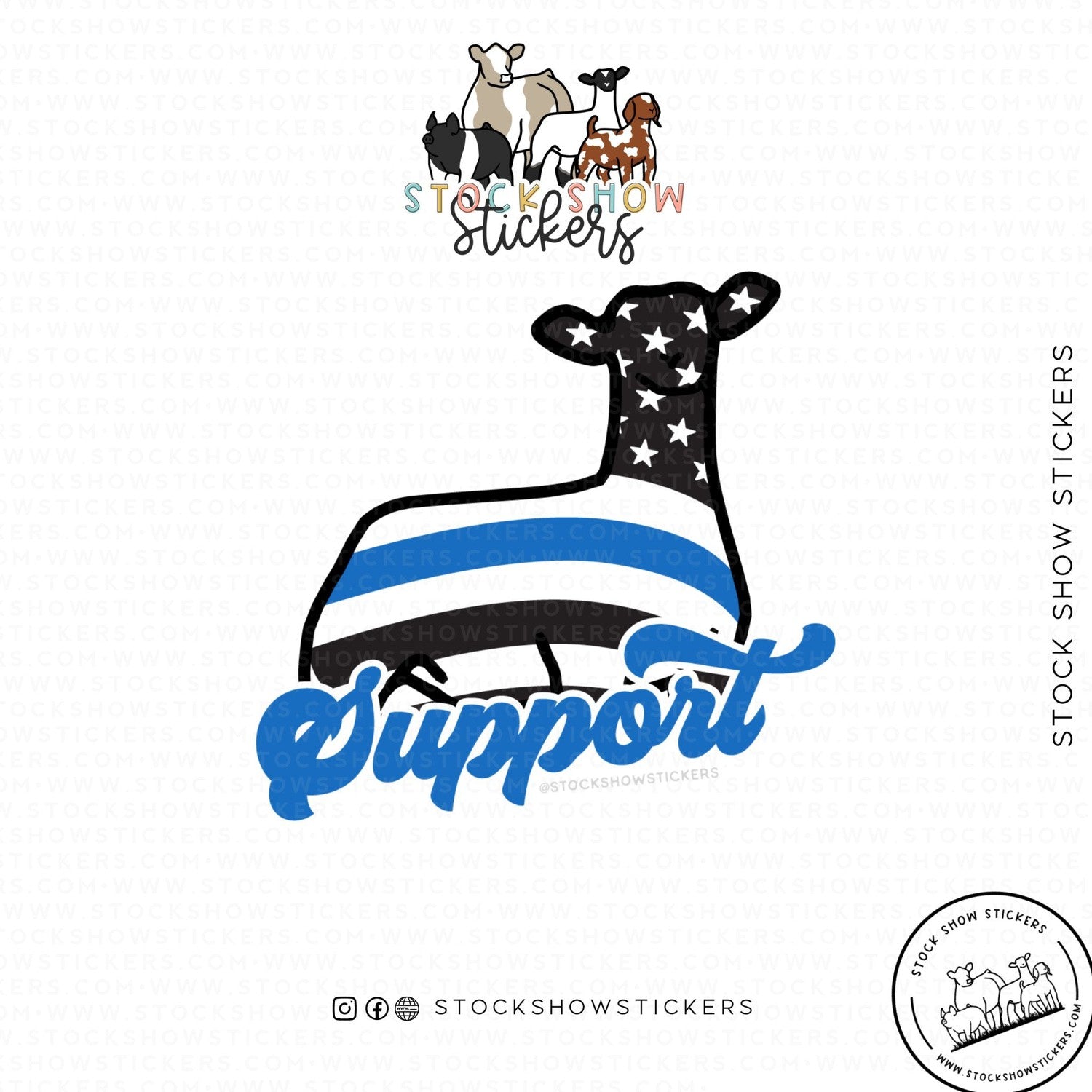 Thin Blue Line Support Livestock Stickers