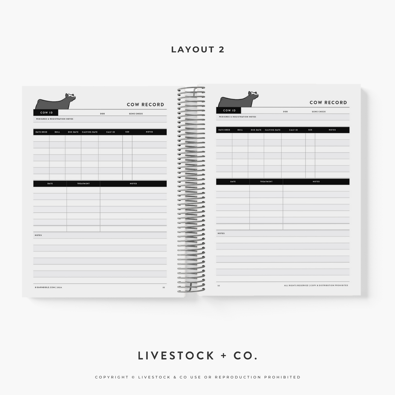 Personalized Barn Bible™ Breeding & Calving Record Planner
