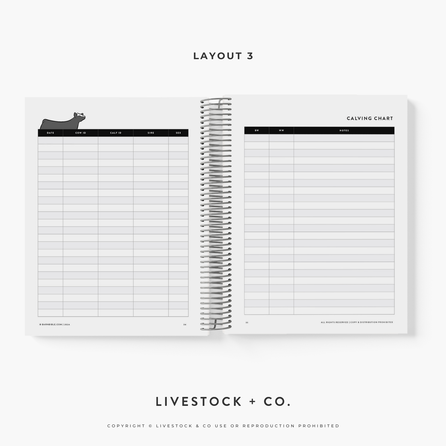 Personalized Barn Bible™ Breeding & Calving Record Planner