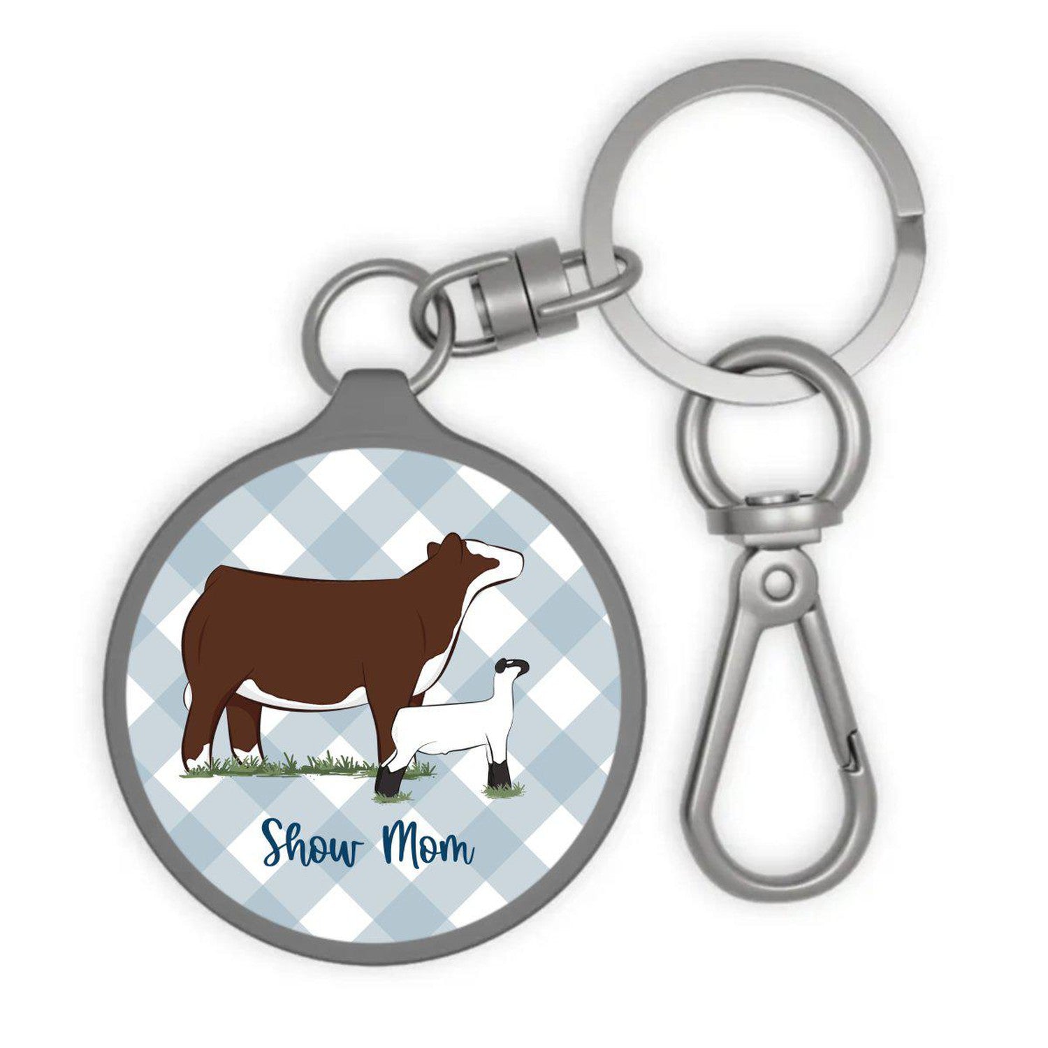 Custom Made Key Chain Tag - Gingham Stock Show Livestock - Livestock &amp; Co. Boutique