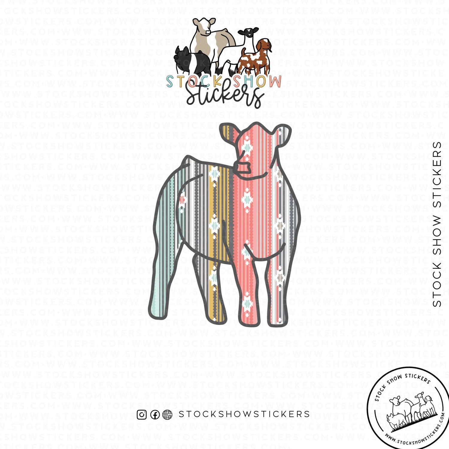 Custom Made Serape Livestock Stickers Stock Show Livestock - Livestock &amp; Co. Boutique