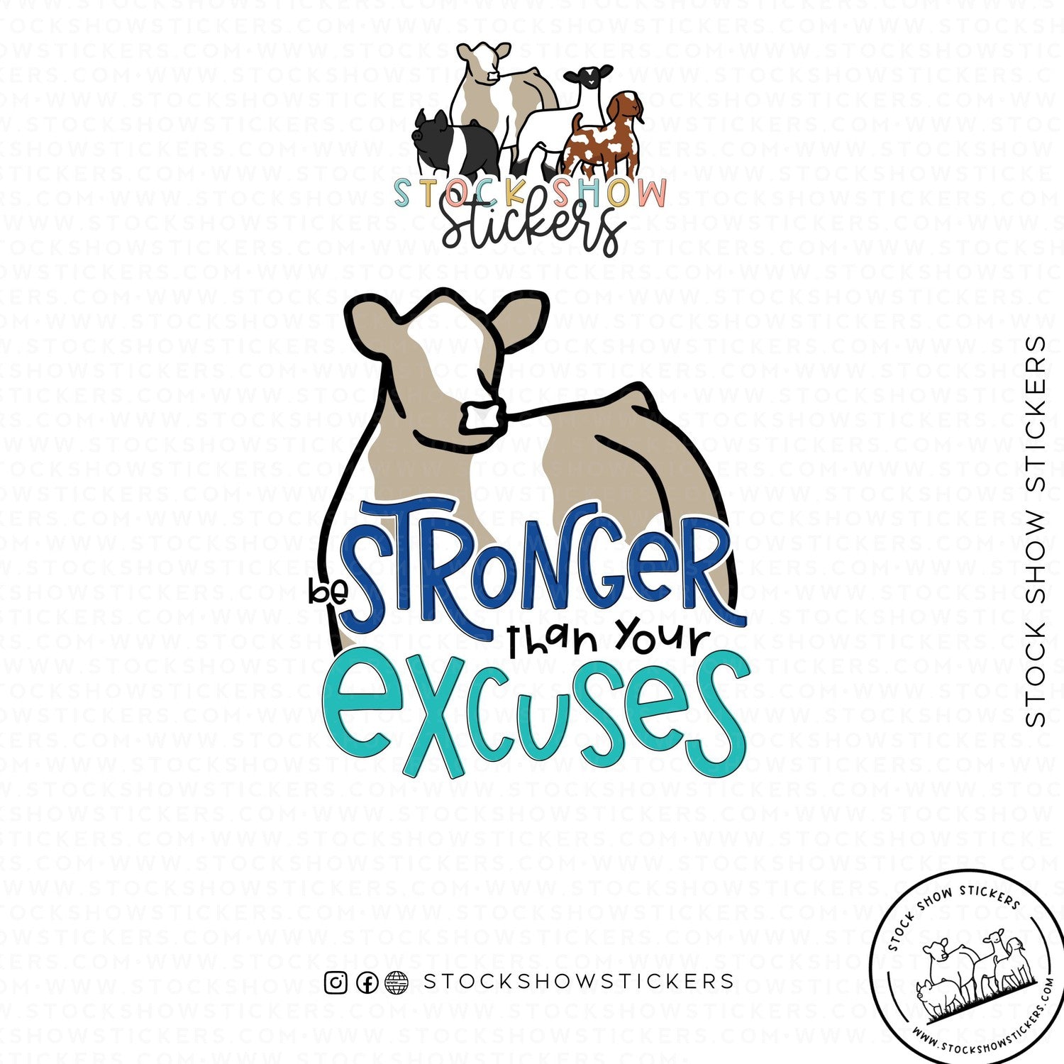 Custom Made Stronger Than Your Excuses Livestock Stickers Stock Show Livestock - Livestock &amp; Co. Boutique