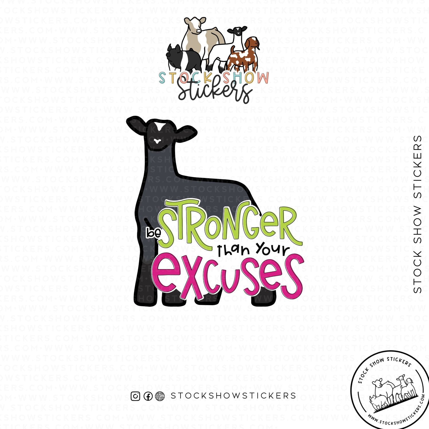 Custom Made Stronger Than Your Excuses Livestock Stickers Stock Show Livestock - Livestock &amp; Co. Boutique
