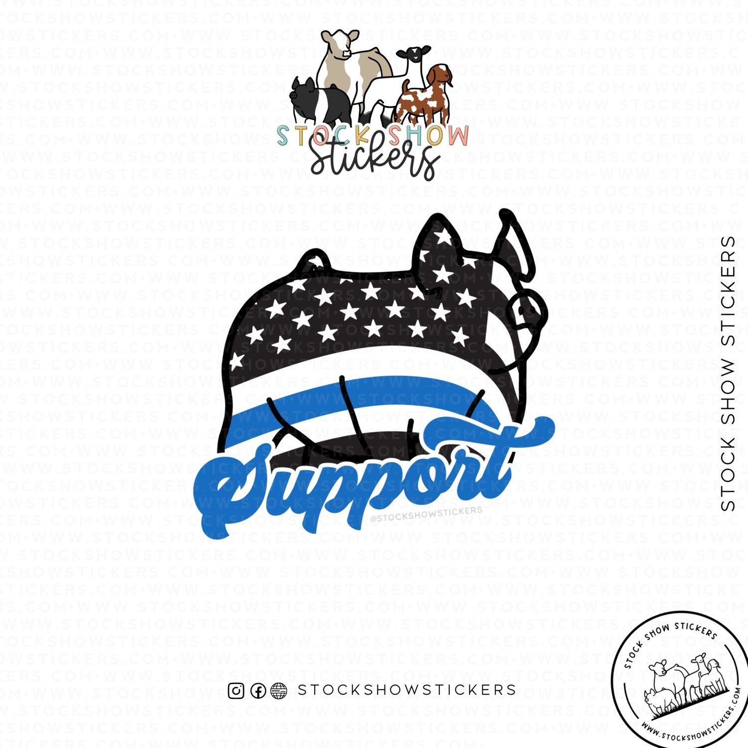 Custom Made Thin Blue Line Support Livestock Stickers Stock Show Livestock - Livestock &amp; Co. Boutique