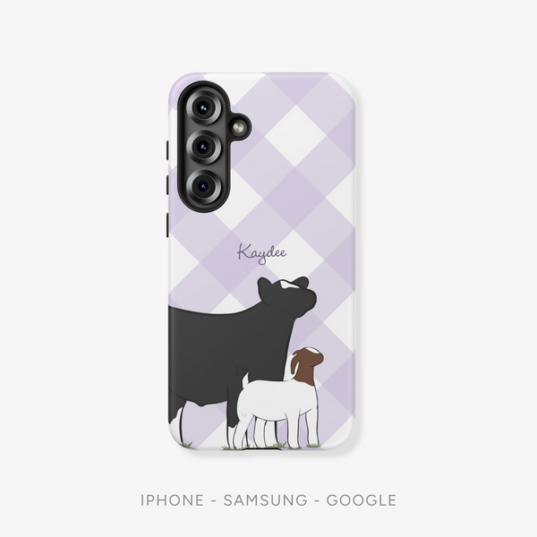 Personalized Livestock Phone Case - Gingham Designs
